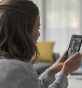 Woman talking with her online doctor